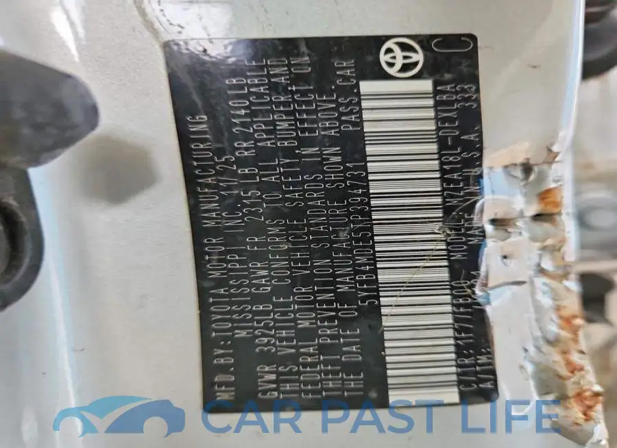 5YFB4MDE5TP394731# 12