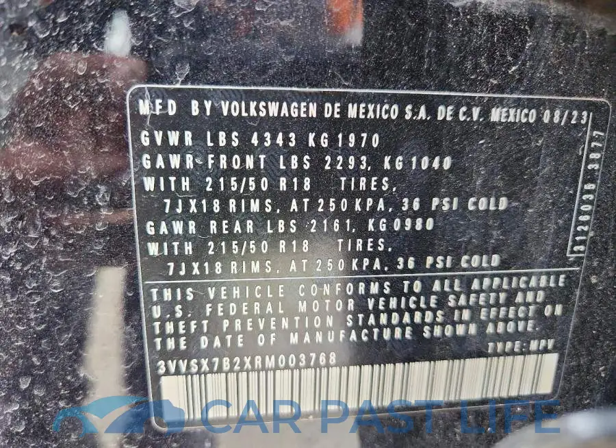 3VVSX7B2XRM003768# 13