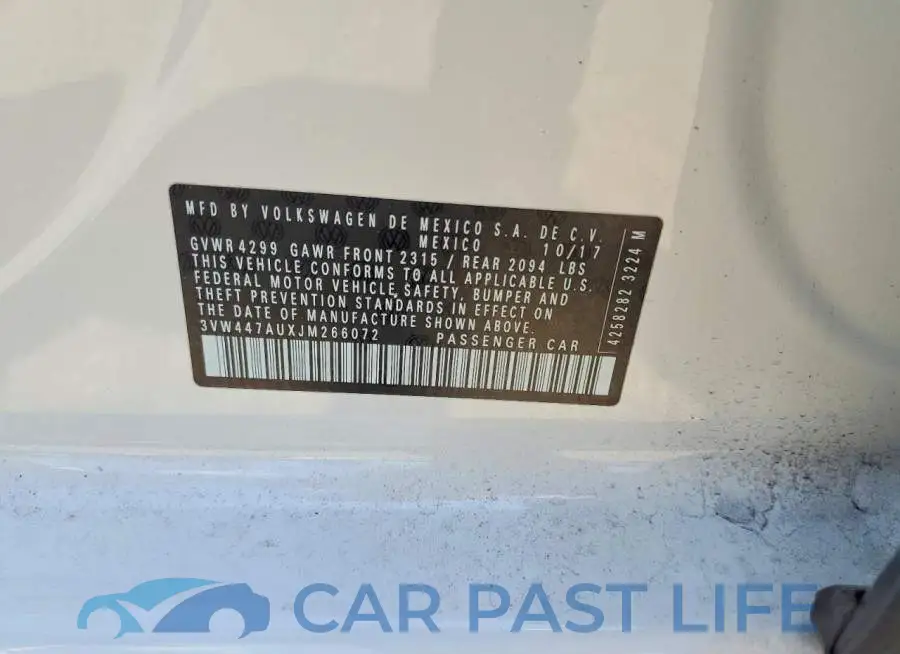 3VW447AUXJM266072# 13