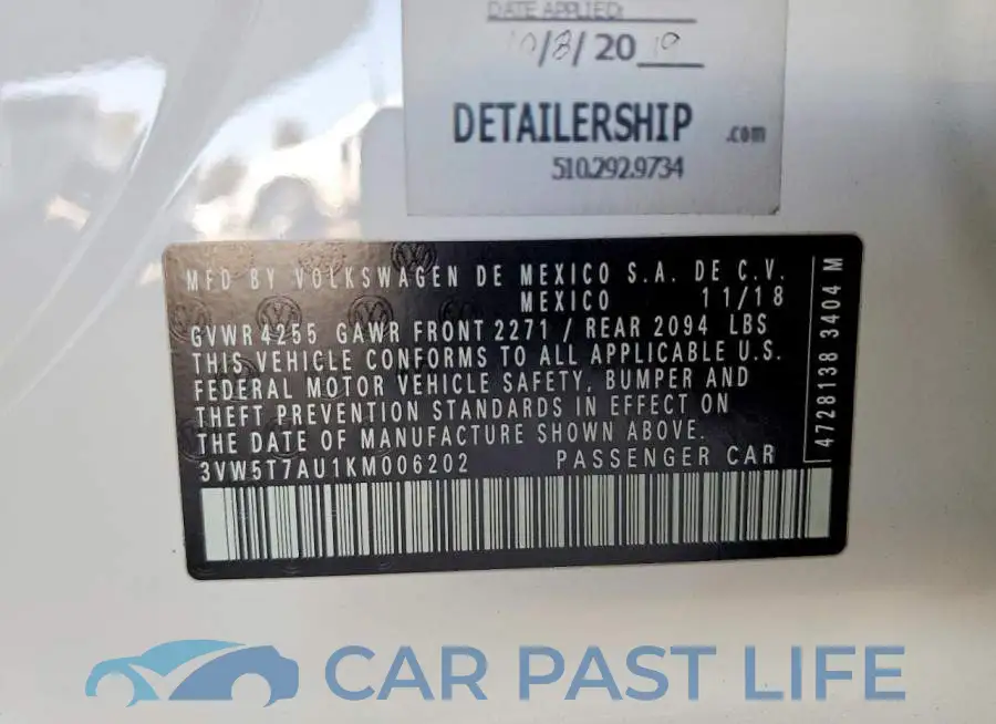 3VW5T7AU1KM006202# 12