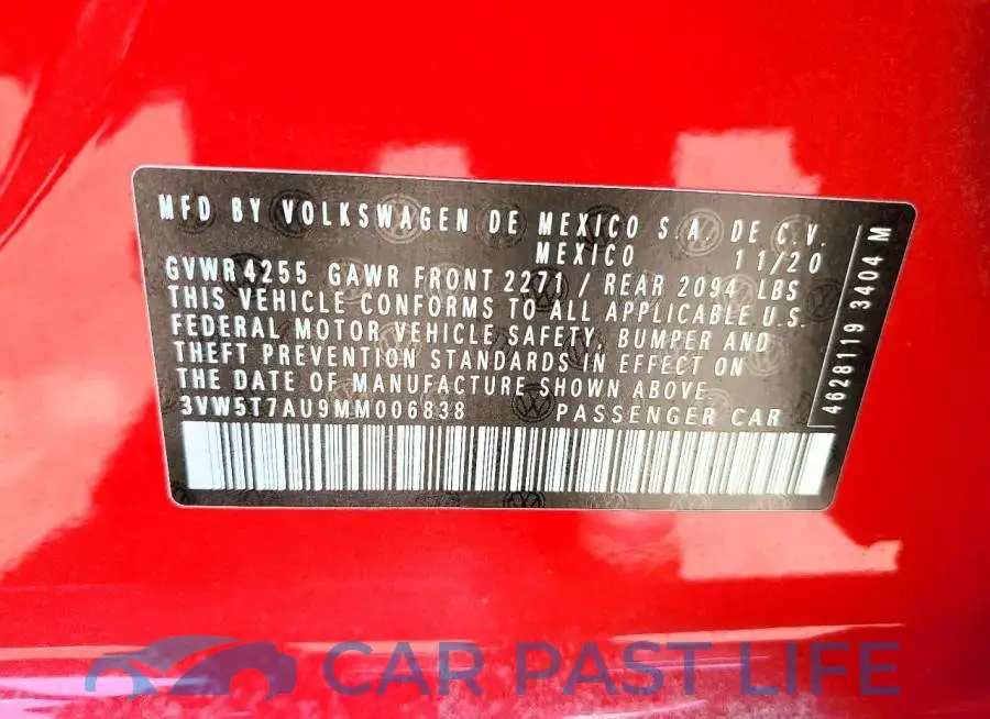 3VW5T7AU9MM006838# 12