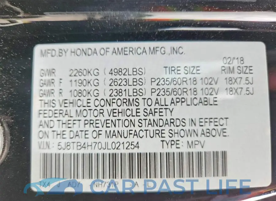 5J8TB4H70JL021254# 14