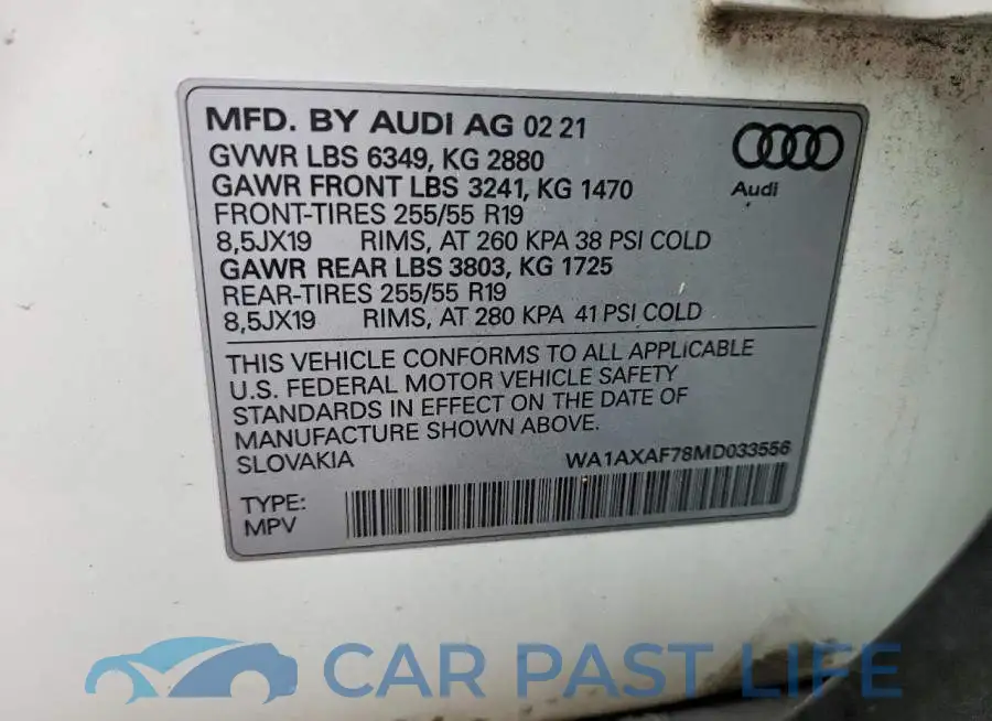 WA1AXAF78MD033556# 13
