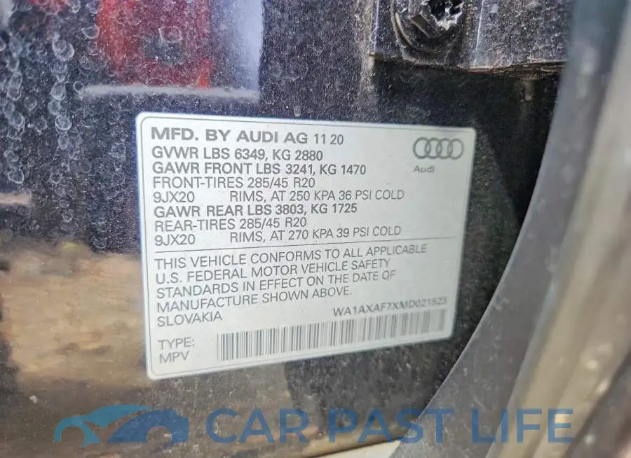 WA1AXAF7XMD021523# 13