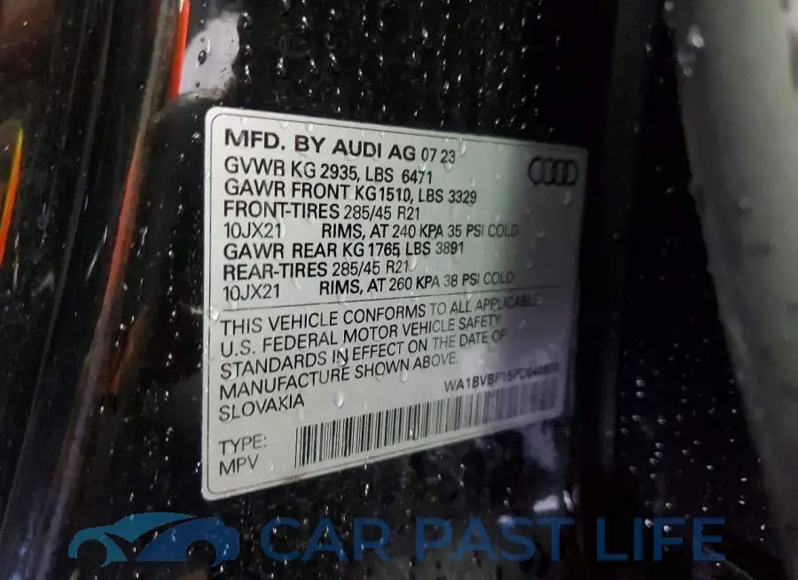WA1BVBF15PD040870# 12