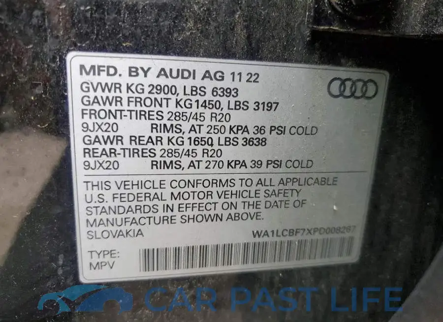 WA1LCBF7XPD008267# 13