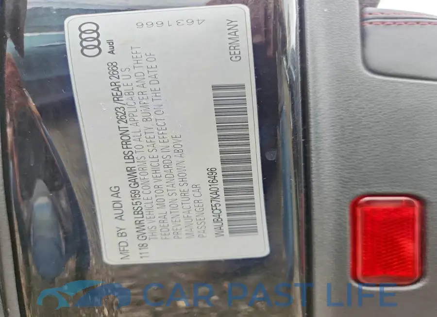WAUB4CF57KA016496# 12