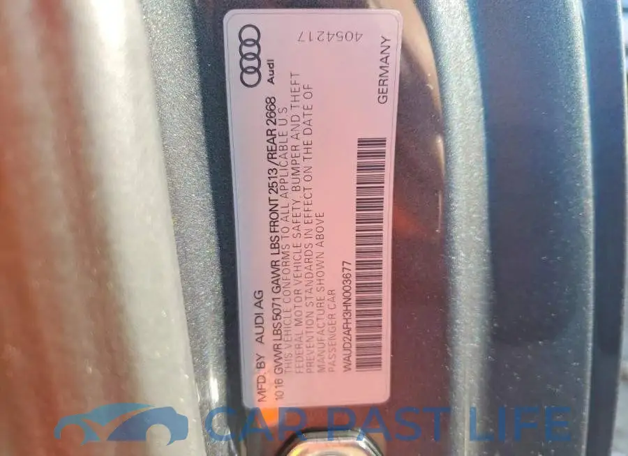WAUD2AFH3HN003677# 12