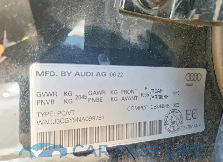 WAUJ3CGY9NA099781# 12