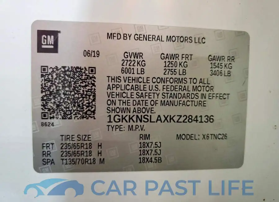 1GKKNSLAXKZ284136# 13