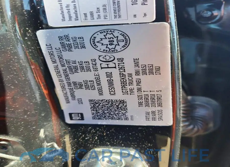 1GTP6BEK6P1267148# 12
