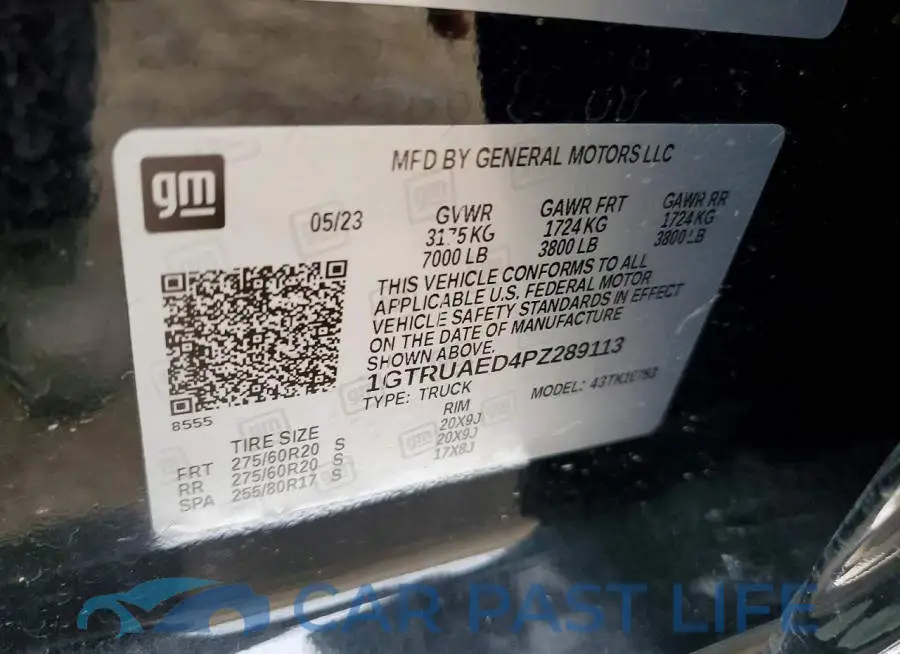 1GTRUAED4PZ289113# 12