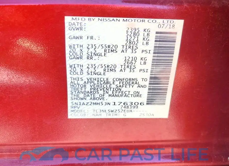5N1AZ2MH5JN176306# 12