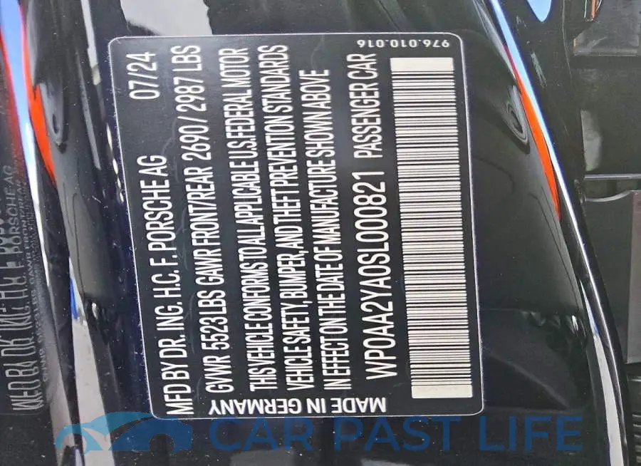 WP0AA2YA0SL000821# 12