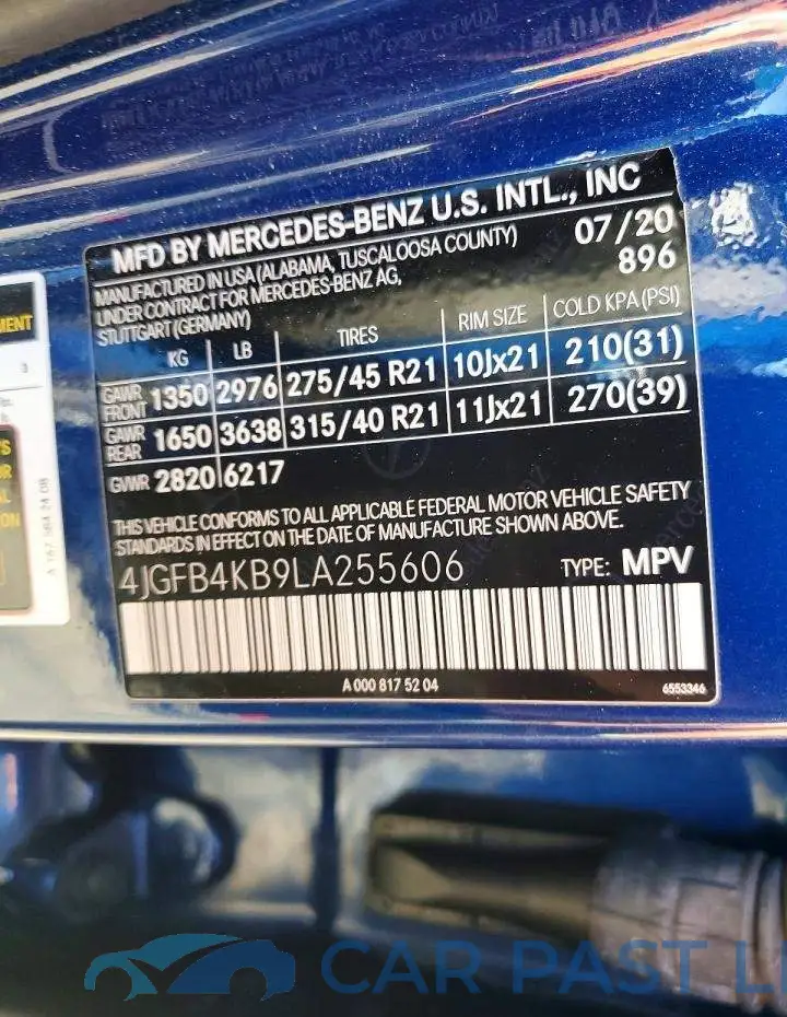 4JGFB4KB9LA255606# 13