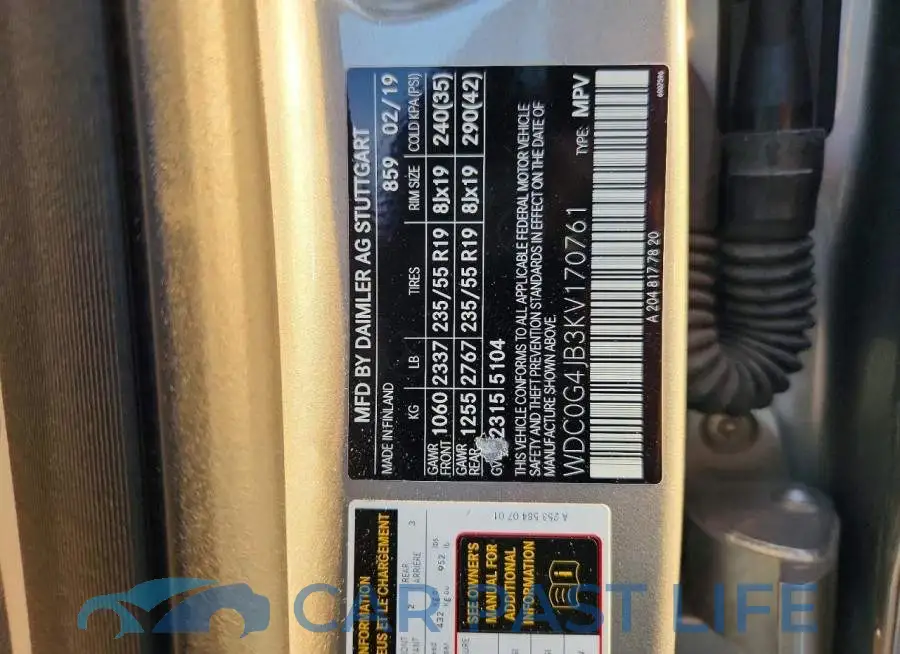 WDC0G4JB3KV170761# 12