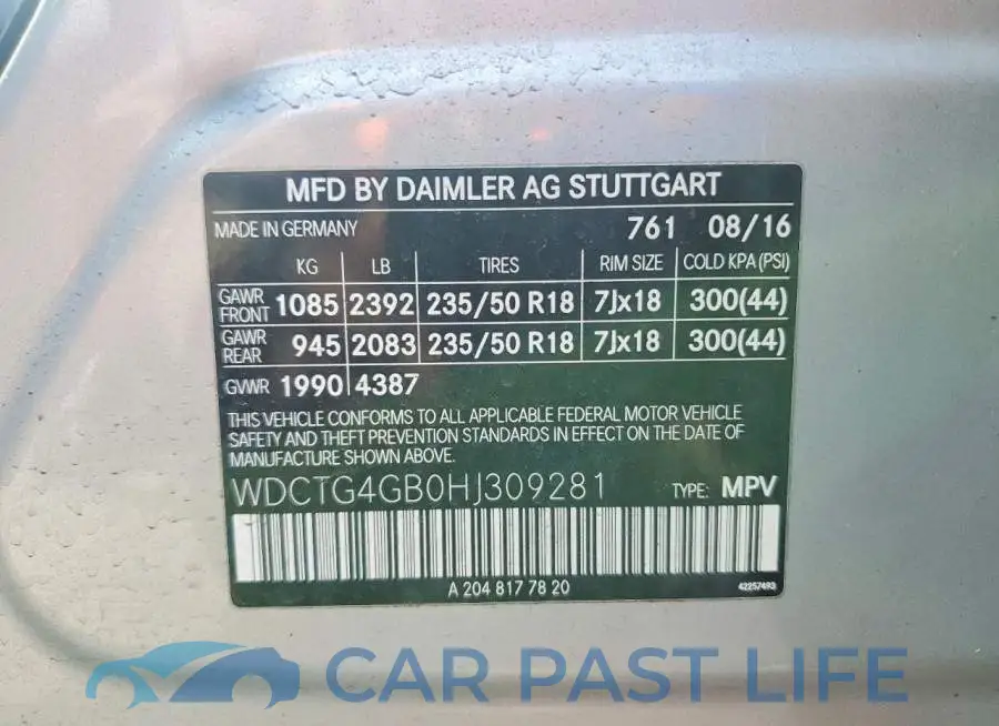 WDCTG4GB0HJ309281# 12
