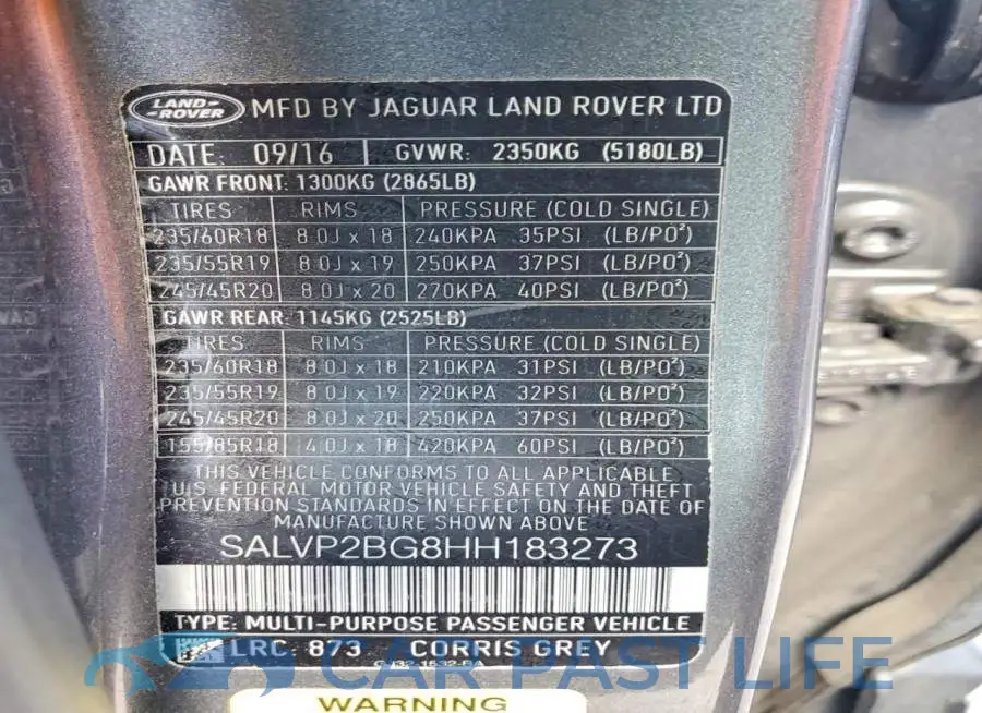 SALVP2BG8HH183273# 13