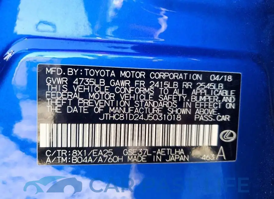 JTHC81D24J5031018# 12