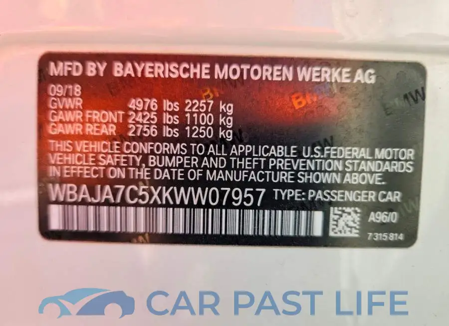 WBAJA7C5XKWW07957# 13