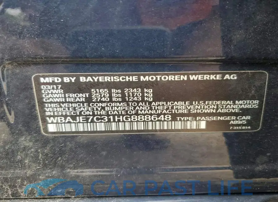 WBAJE7C31HG888648# 12