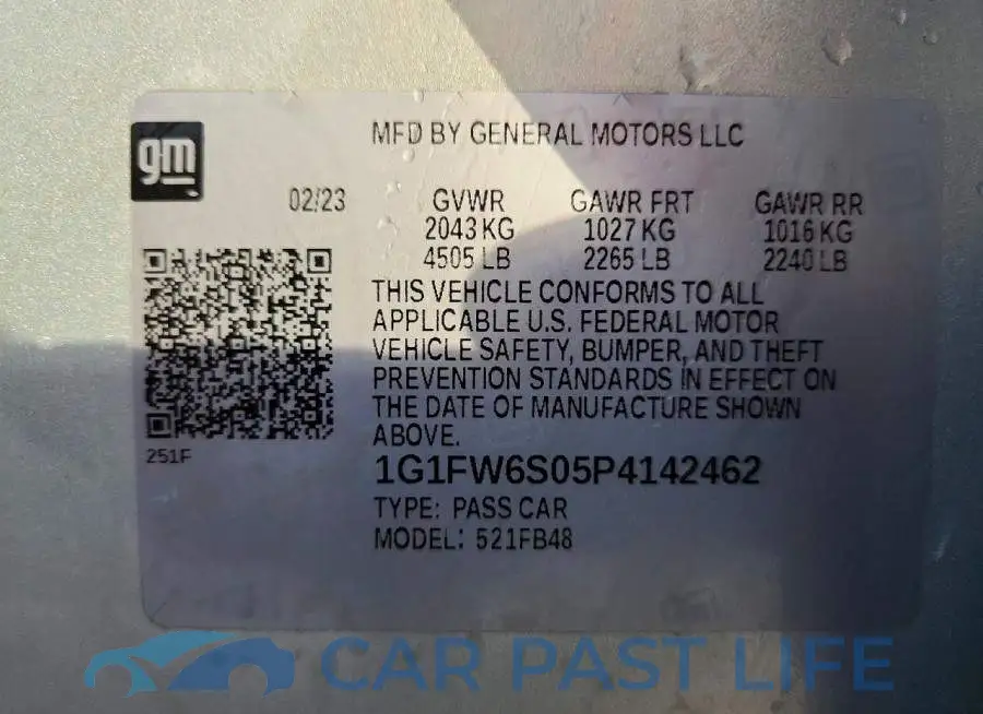 1G1FW6S05P4142462# 12