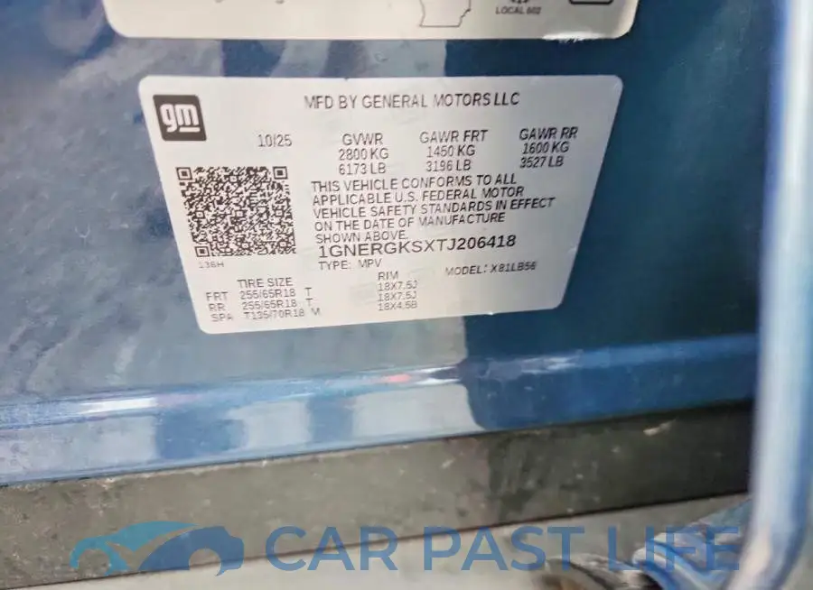 1GNERGKSXTJ206418# 13
