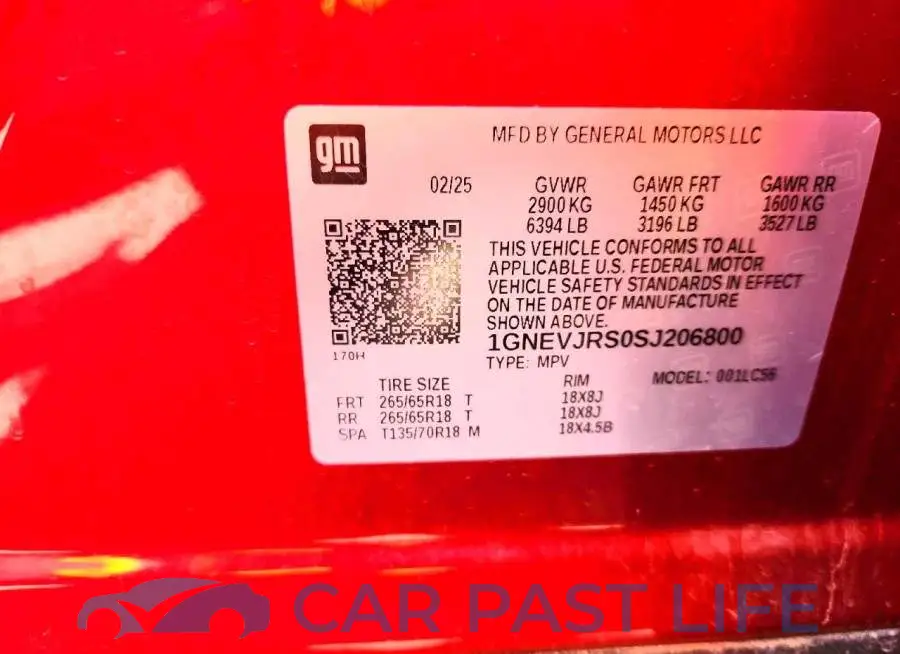 1GNEVJRS0SJ206800# 14