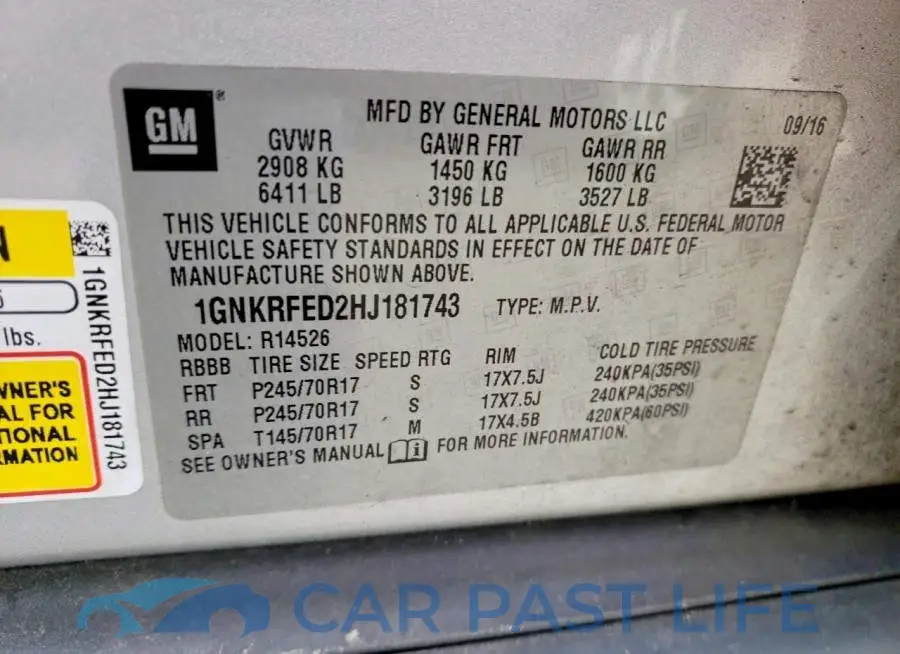 1GNKRFED2HJ181743# 12
