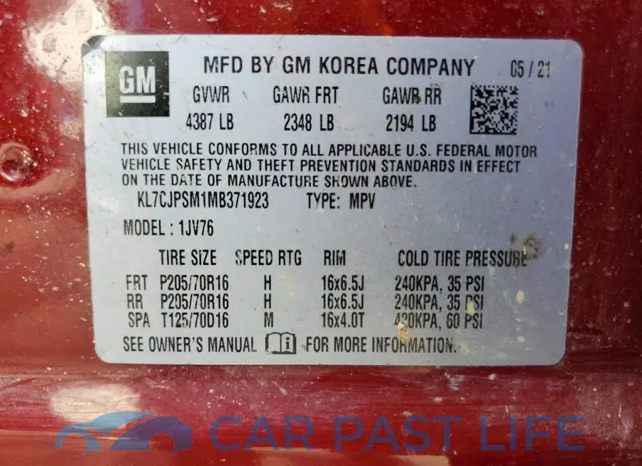 KL7CJPSM1MB371923# 13