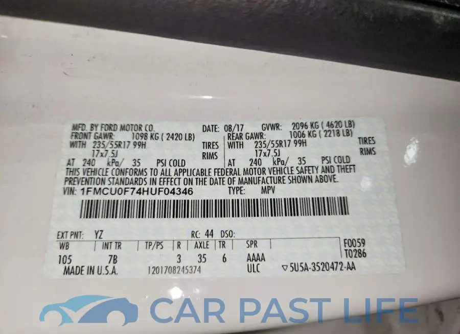 1FMCU0F74HUF04346# 13