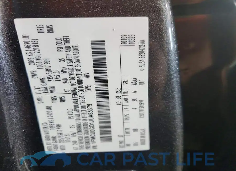 1FMCU0GD1JUA85379# 12