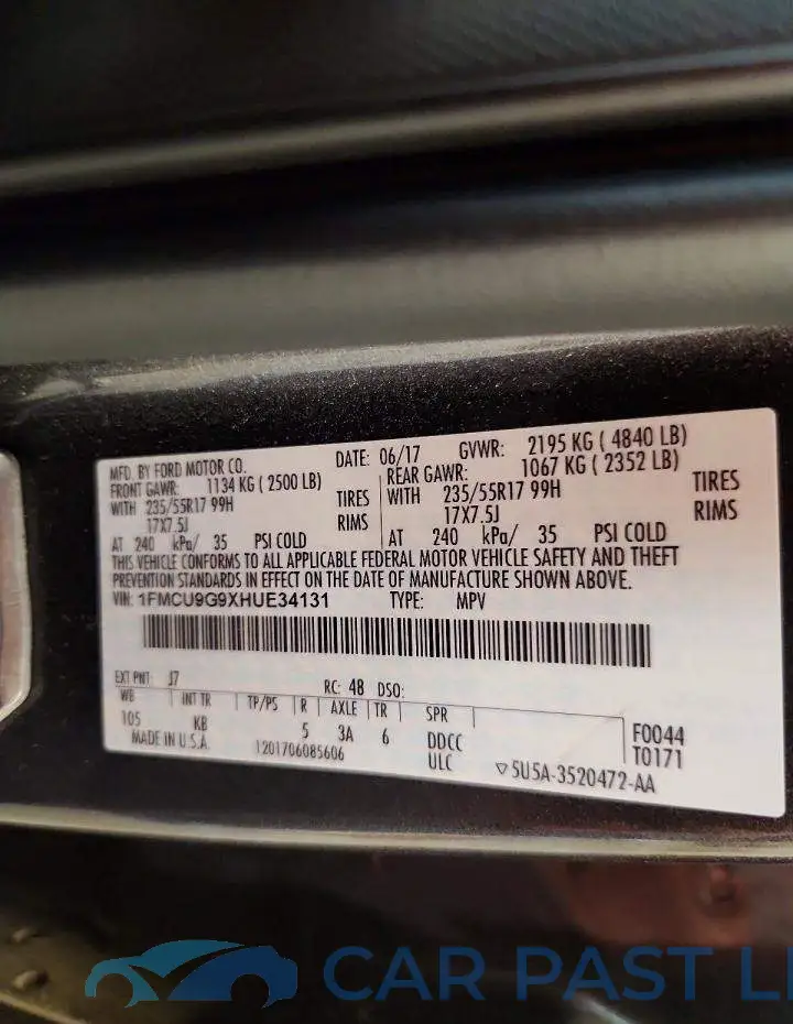 1FMCU9G9XHUE34131# 13