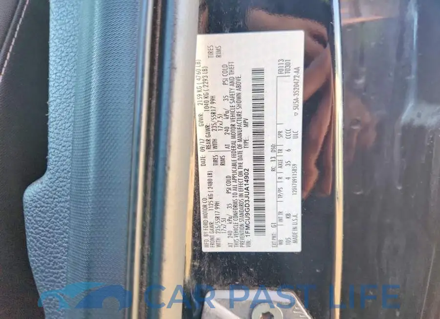 1FMCU9GD3JUA14902# 14