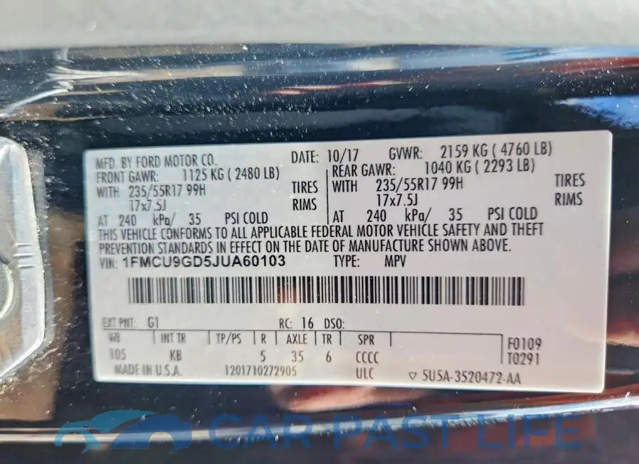 1FMCU9GD5JUA60103# 13