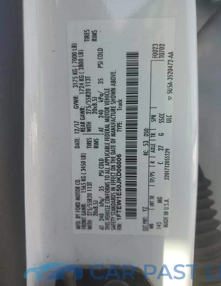 1FTEW1E50JKD06006# 12