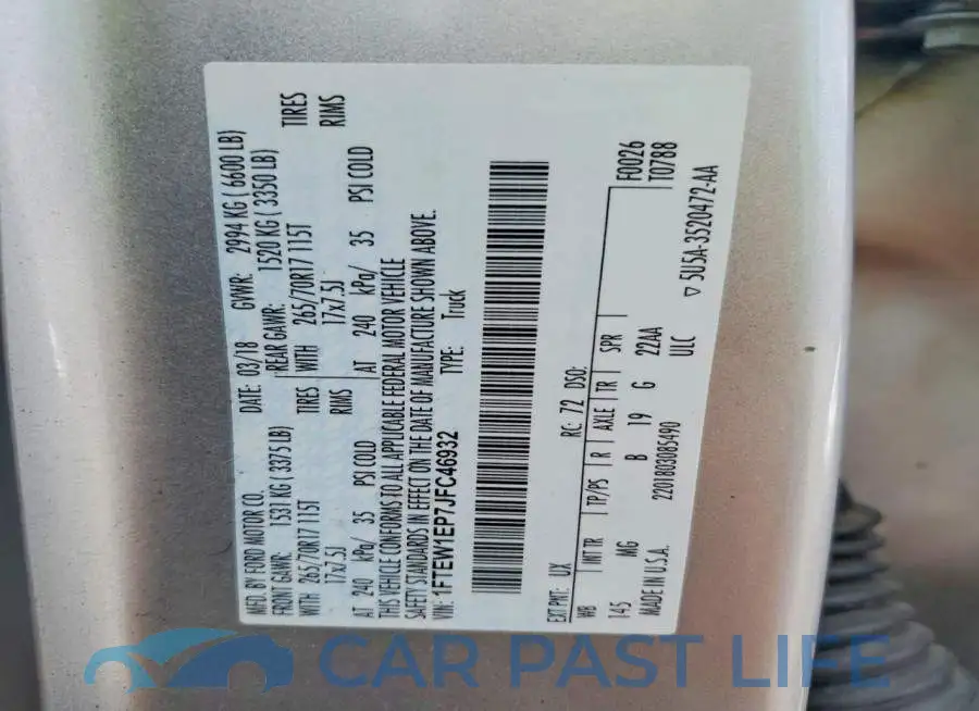 1FTEW1EP7JFC46932# 12