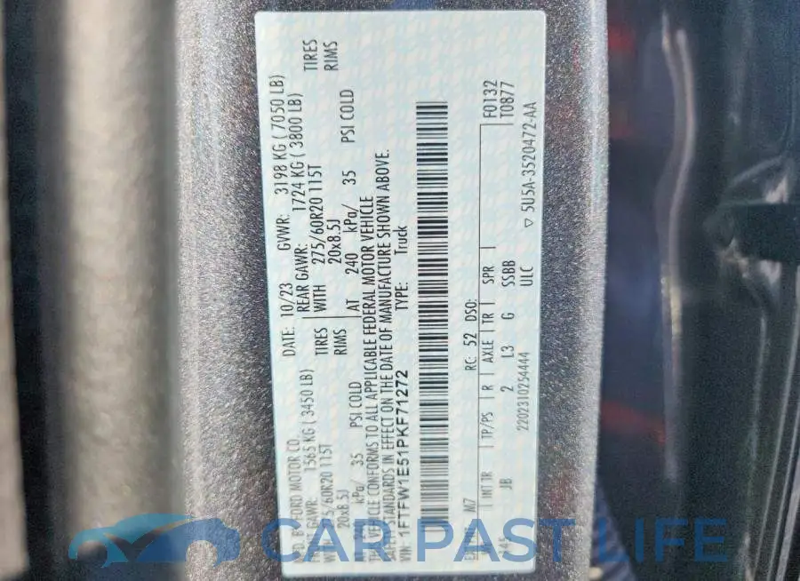 1FTFW1E51PKF71272# 12