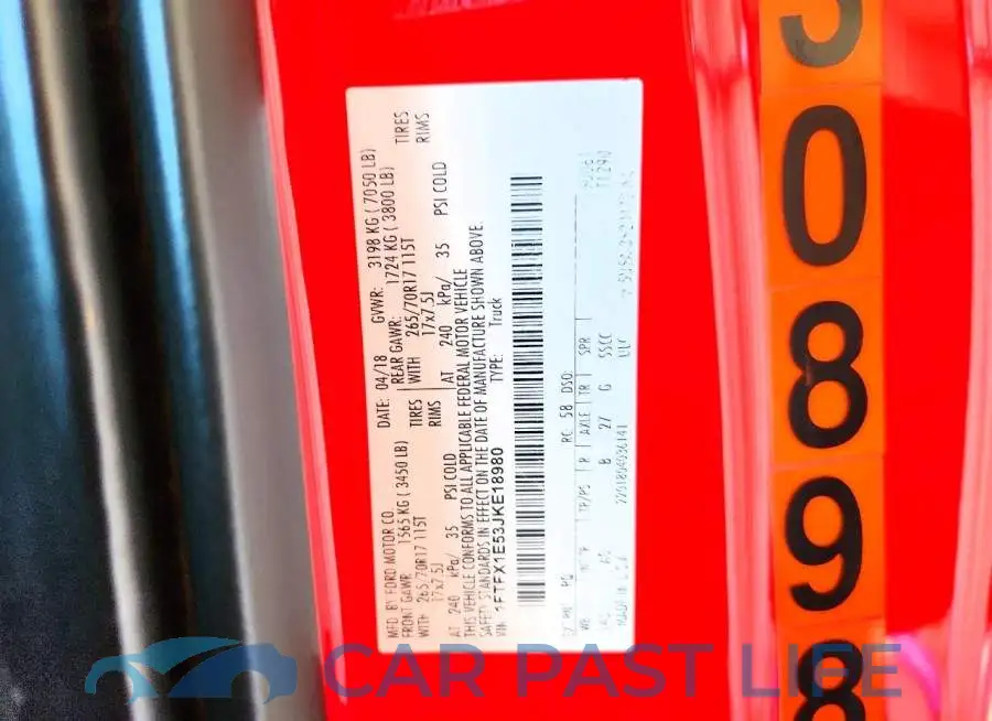 1FTFX1E53JKE18980# 12