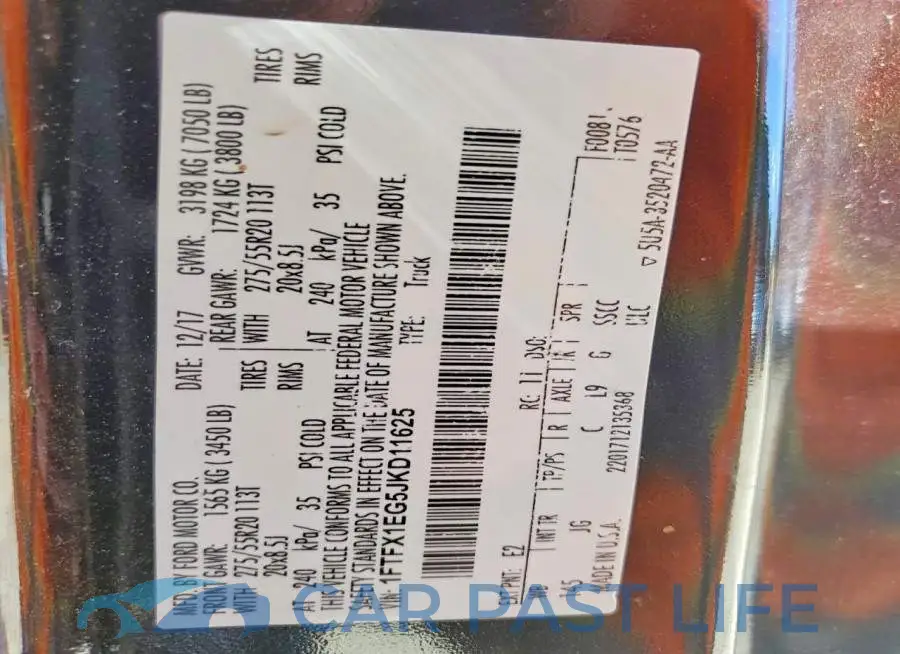 1FTFX1EG5JKD11625# 12