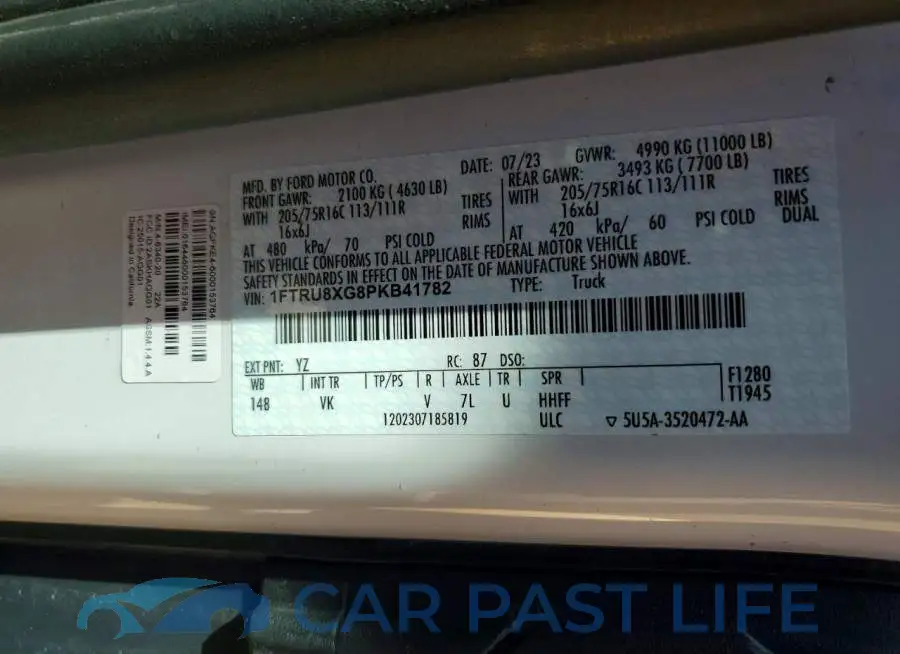 1FTRU8XG8PKB41782# 13