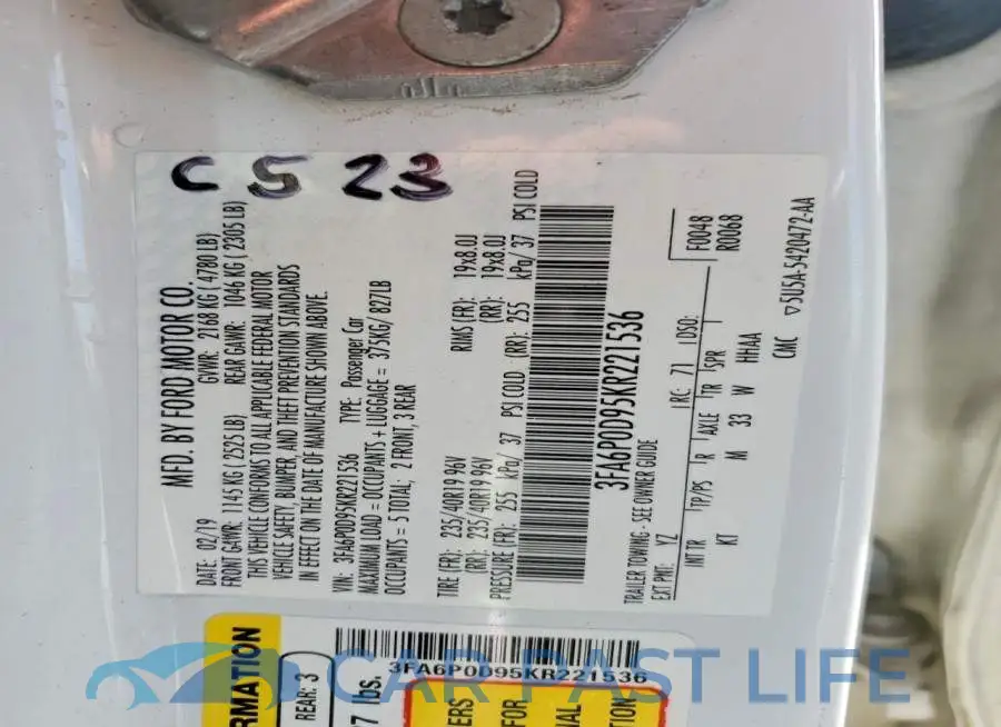 3FA6P0D95KR221536# 12