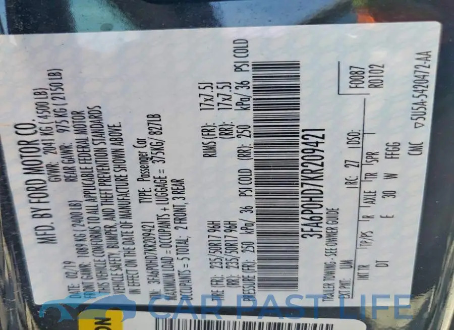 3FA6P0HD7KR209421# 12