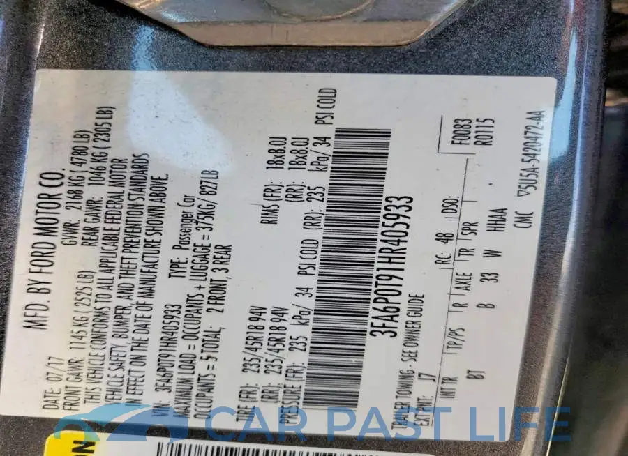 3FA6P0T91HR405933# 12