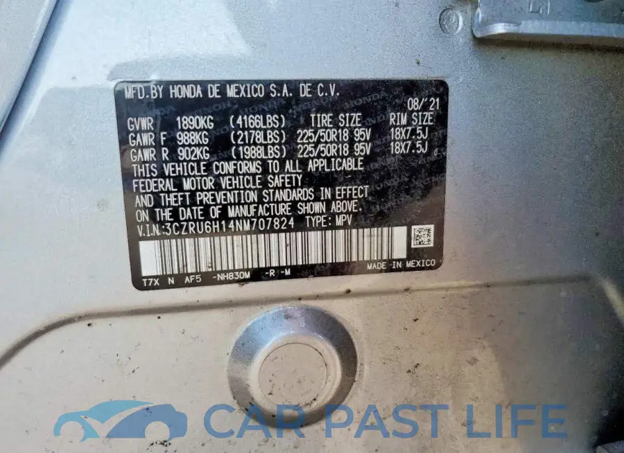 3CZRU6H14NM707824# 13