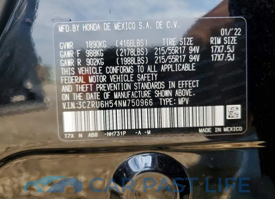 3CZRU6H54NM750966# 13