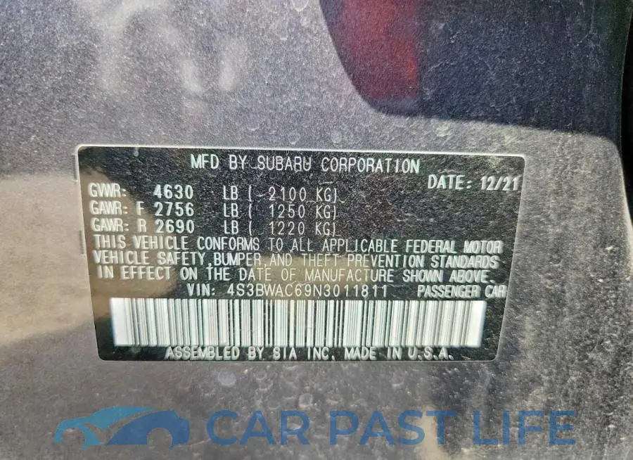 4S3BWAC69N3011811# 12