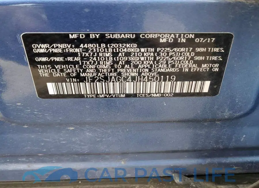 JF2SJAGC4JH450119# 13