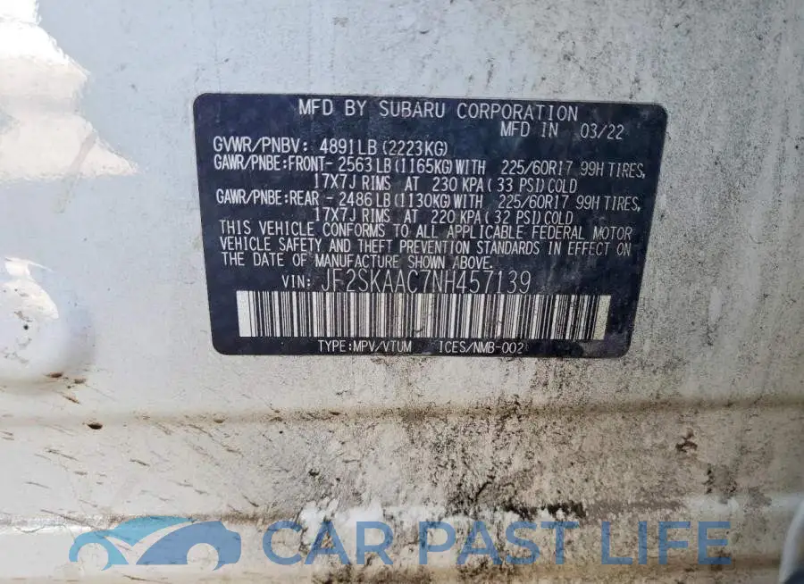 JF2SKAAC7NH457139# 13