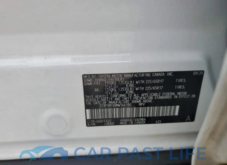 2T3P1RFV8MW144190# 12